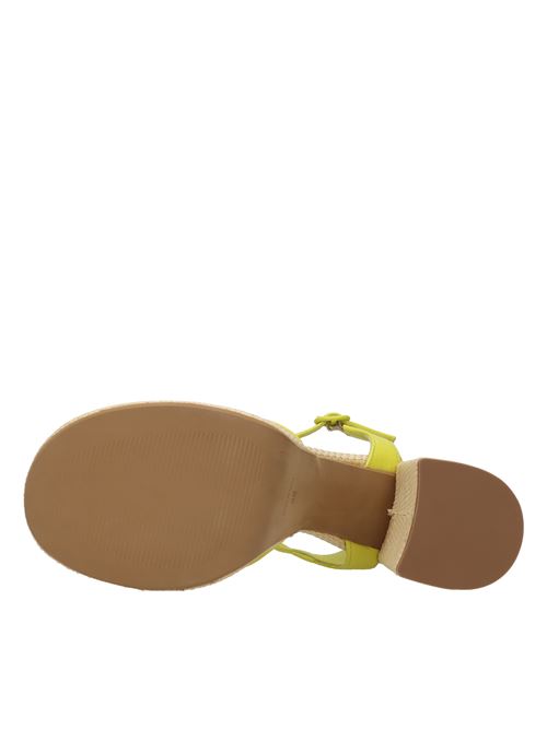 Raffia and leather sandals FESTA | MIMOSA RAFIA/NAPPABEIGE-LIME